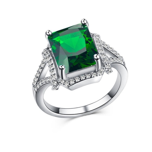 . Jewelry - 925 Silver Jewelry Princess Cut Emerlad Ring New